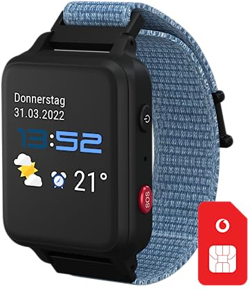 Vodafone ANIO 5 s Smartwatch Kinderuhr in Blau SIM | 50€ Amazon-Gutschein nach SIM-Registrierung | GPS-Tracking, SOS-Knopf, Schulmodus, Anrufe | Eltern-App