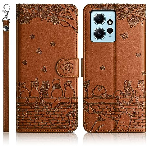 Succtopy Cover Xiaomi Redmi Note 12 4G Flip Caso in PU Pelle Premium Portafoglio Custodia Xiaomi Redmi Note 12 4G [Protezione Completa] [Slot Scheda] [Kickstand] Case Xiaomi Redmi Note 12 4G Marrone