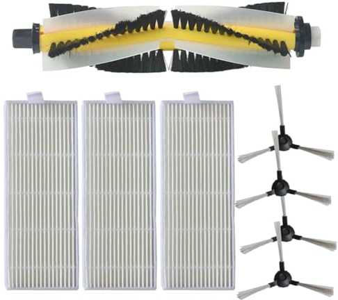 YUETTYY 8-teiliges Ersatzbürsten-Set für Bagotte BL509 Roboter-Staubsauger, 1 Hauptrollbürste, 4 Seitenbürsten, 3 HEPA-Roboter