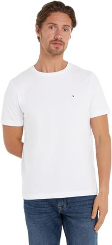 Tommy Hilfiger Men’s Short Sleeve Round Neck Essential Regular Fit T-Shirt, White (White), M