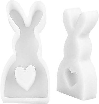 Sollee Hohle Liebeshasenform Osterhase Silikonform Osterhase Kerzenform Hasenform Gussform Niedliche Kaninchenform aus Harz für -Gießkunsthandwerk