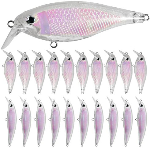 Ghanneey Laser unlackierte Rohlinge Crankbaits mit 3D-Augen, Angelköder, DIY-Set für Salzwasser oder Süßwasser