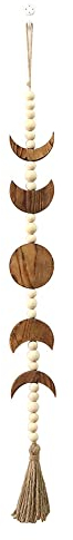 Afforstyle Mond Phase Wand Behang, Boho Bauernhaus Perlen Mond Girlande mit Quaste Wand,