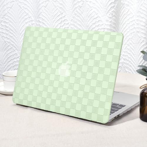 Vozehui Compatibilité avec MacBook Pro 13 M2 2023 2022 2021-2016 A2338 M1 A2251 A2289 A2159 A1989 A1708 A1706, Elégant Coque Rigide en Cuir Plastique&Couverture Transparente du Clavier, Verte