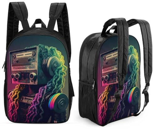 Borse da viaggio da 17 pollici stampate in 3D Radio Girl Kids Zaino da scuola con motivo bifacciale Zaino casual da esterno Zaini casual per bambini alla moda per ragazze e donne