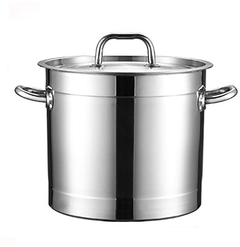 Olla de Sopa de Acero Inoxidable 201, Olla de Sopa Grande Espesada con Tapa para Uso Comercial de Catering para Estufa de Gas/Cocina de inducción