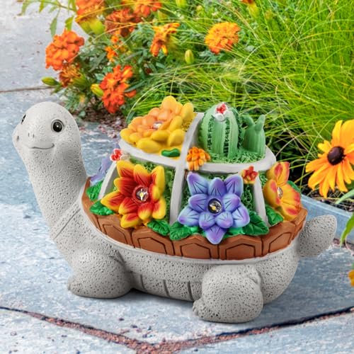Grovind Solar Garten Statue Clearance Schildkröte Statuen Gartendeko für Draußen, Niedliche Schildkröte Figuren mit LED Lichter Solar Ornamente Herbstdeko für Patio Hof Weihnachten Geschenke