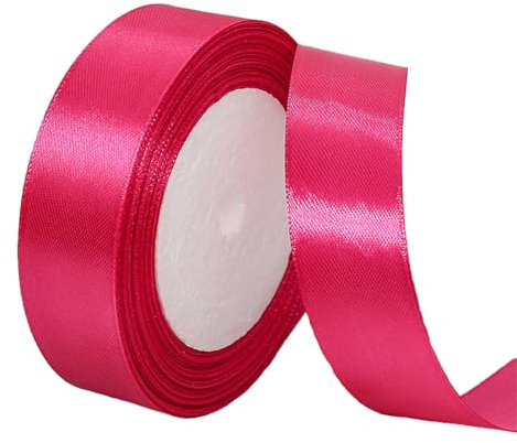 POPOYU Nastro di Rosa rossa 2.5cm di Larghezza, 22m Nastro Regalo, Nastro Da Cucire Per Grande Fiocco Regalo, Nastro di Raso di Seta per Decorazione di Nozze, Artigianato Decorazione Domestica