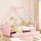 Kinderbett 90x200 cm, Kinder Hausbett mit 2 Schubladen und Lattenrost, Stabiles Holz Baumhausbett Spielbett für Jungen & Mädchen, Einzelbett für Kinderzimmer Babyzimmer, ohne Matratze, Rosa