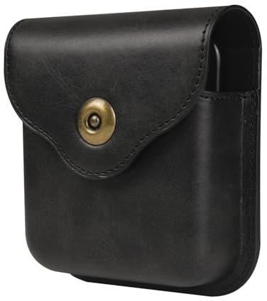 Galaxy Z Flip 6 5 4 3 2 1 Custodia da cintura in pelle nera per smartphone Custodia a portafoglio in pelle compatibile con Huawei P50 Pocket/Pocket S, Motorola RAZR 40 Ultra 5G