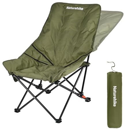 Naturehike Lyxiga campingstolar för vuxna bärbar trädgård slitstark hög rygg överdimensionerad hopfällbar trädgårdsstol, bekväm vadderad 3 cm lastbar 120 kg läger justerbar (grön)