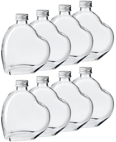 8x Flasche Herzform 200ml Herzflaschen Herz Glas Flaschen Herzförmig süße Geschenke für meine Freundin Valentinstag Flaschen Liebesbeweis Geschenkflaschen zum Befüllen Muttertag Dekoglas mit Deckel