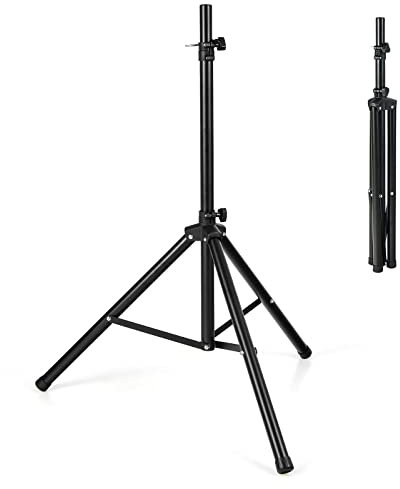 COSTWAY Speaker Tripod Stand, Heavy Duty DJ Speaker Stands with 5-Level Adjustable Height 122-186cm, Safety Latch, 35 mm Compatible Insert, Universal Metal Monitor Stands, 50kg Load