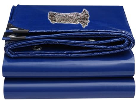 Heavy Duty Waterproof Tarpaulin 1.2 x 3.6 m with Rubber Strengthened Corners, Easy to Wash Ground Sheet Gazebo Cover Groundsheet, Camping, Boating, Hiking, Blue