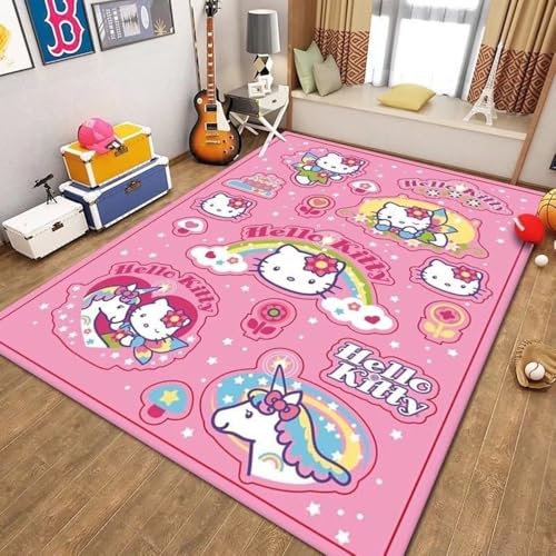 JIDANHUIPQ Anti-Rutsch-3D-Druck Hello Kitty Kinderteppich, Schlafzimmer Und Wohnzimmer Dekoration, Bereich Teppich Anti Rutsch Bodenmatte,160 * 200cm