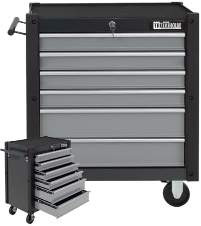 TRUTZHOLM Werkzeugwagen Trutzi mit Kantenleiste 78 x 64 cm Rollcontainer Werkstattwagen in Grün oder Grau (Grau)