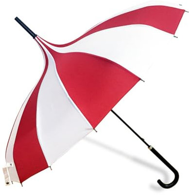 Hattba Regenschirm mit langem Griff, groß, stilvoll, gestreift, 16 Rippen, Schwarz / Weiß, stilvoller Regenschirm für Fotos