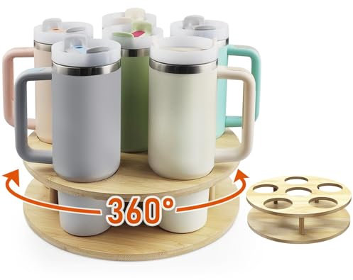 Soporte Giratorio para Tazas Stanley 40oz, stanley cup estante de almacenamiento,Organizador de Tazas y Botellas de Agua con Base 360°, Portavasos de Cocina para Mostrador, Accesorios Stanley Cup