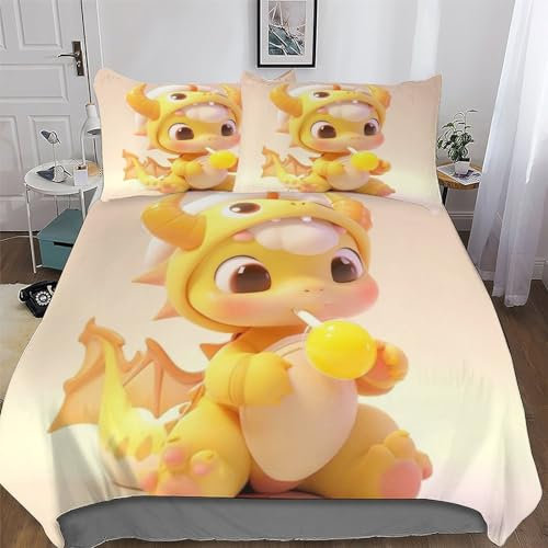 AAPZY Flugsaurier Bettwäsche-Set, 3D Motiv, Bettbezug 3teilig Mit Kopfkissenbezug Für Jungen Mädchen Schlafzimmer Atmungsaktiv Mikrofaser Deckenbezug Double (200x200cm)