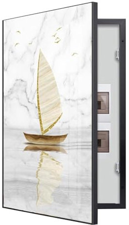 Rygcrud Abdeckung des Sicherungskastens Dekorative Wand, Aluminium-Rahmen Kunst An Der Wand Abdeckung Für Unterbrecherkasten, Schalttafelabdeckung Für Zählerkasten Verstecken(Black Frame,55x110cm)