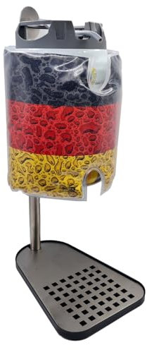 5 Liter Fasshalter mit Fasskühler Kühlmanschette Zapfstelle Bierfasshalter von Clauss für Partyfass Partydose Zapfanlage aus Edelstahl und schwarz lackiertem Metall (Set mit Deutschlandoptik)