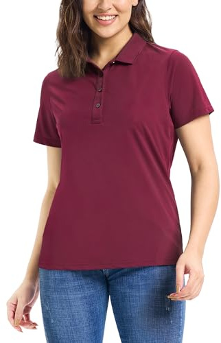 33,000ft Women's UPF50+ Quick-Dry Breathable Golf Polo Shirt Dark Red