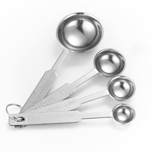 FOSDICK 4 Piezas Cucharas Medidoras, Cuchara Medidora Gramos de Acero Inoxidable, Reutilizables Measuring Spoons, Cucharillas Cafe Medidora, Cuchara de Café para Polvo, Frijoles Harina, Proteínas