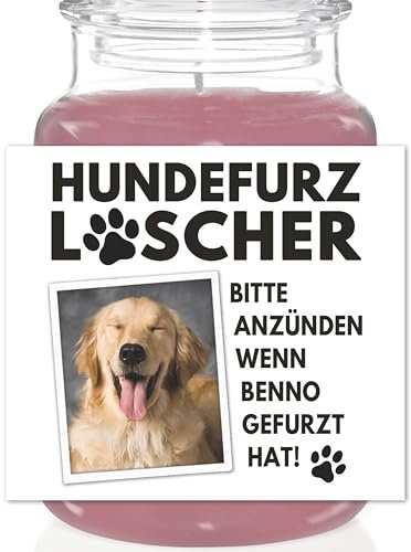 Hundefurz Löscher Etiketten personalisiert für Duftkerzen im Glas z.B. Yankee Candles Geschenk Hundebesitzer Hundegeschenk Hund Hundefurzlöscher Aufkleber 2 Stück | 8x9 cm