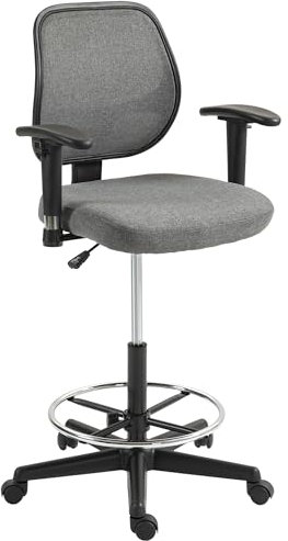 Vinsetto Fauteuil de Bureau, Chaise de Bureau sur roulettes, avec accoudoirs, Assise Haute réglable, 60 x 57 x 97-119 cm, Gris