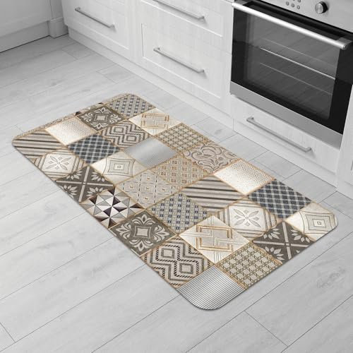 Comart - Tapis de Cuisine Austin - Imperméable - Antidérapant - Anti-Taches - Lavable en Machine - Tapis en Polyester - pour Couloir et Cuisine - Fabriqué en Italie - Cementine Grise - 50 x 100 cm