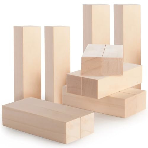 12 Stück Lindenholz-Schnitzblöcke 25 × 25 × 100 mm, HolzklöTzchen Zum Basteln, Schnitzvorlage Weiches Lindenholz zum Schnitzen für Kinder, Lang Eckig Holzleisten, Basswood Holzschnitzholz für Handwerk