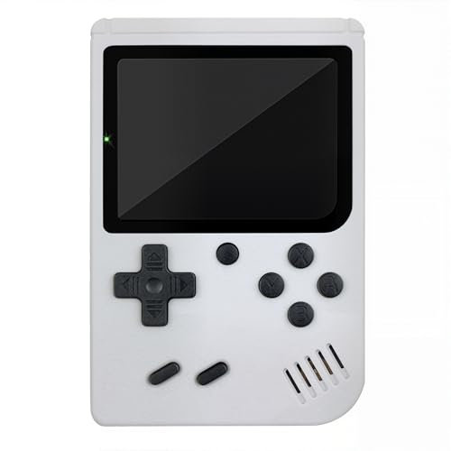 NHQZ Console Portatile con Giochi Arcade,Mini Console di Giochi Retrò,500 Giochi Classici,per Due Giocatori,con Controller Portatile e Uscita AV,Schermo da 3,0 Pollici,per Bambini e Adulti - Bianco