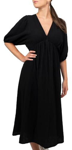 Reichstadt Damen Musselin Sommerkleid 25RSW077 Black One Size