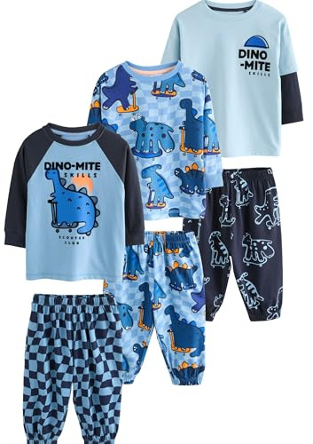 NEXT Jungen Oversized Fit Schlafanzug aus Baumwolle, 3er-Pack