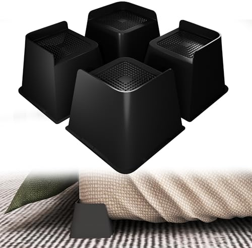 YRHome 4 Stück 10cm Möbelerhöhung L-Form - Robuste Schwerlast Betterhöhung für Schreibtisch, Couchtisch, Esstisch, Sofa, Bücherregal - Tischverlängerung Stabile Tischbein Verlängerung