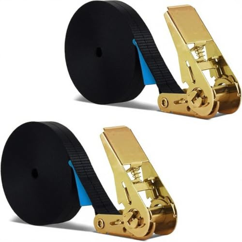 BetterJonny 2 x 8 m Sangle de fixation à cliquet pour 25 mm avec cliquet résistantes pour charge 1000 kg pour moto, vélo camion, total 16 m