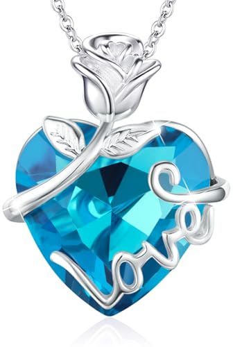 llyish Collier Femme Pendentif Coeur avec Rose Eternelle Coffret Bijoux Cadeau Femme Original Anniversaire Maman Cadeau Saint Valentin Copine Fete des Meres Noël