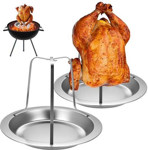 wugongshan 2 Sets Hähnchenbräter, Edelstahl Hähnchengrill, Vertikal Hähnchen Ständer, BBQ Hähnchenhalter Grill Hänchenhalterung für Grillhähnchen, Brathähnchenhalter für Backöfen Grills Campingkocher