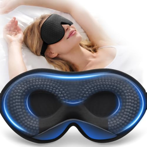 INNELO Gewichtete Schlafmaske für Herren Frauen, 3D-Blackout Augenmaske | 130 g Gewichtung, sanfte Druckentlastung, fördert Tiefschlaf, weich, bequem, verstellbar, für schnelles Einschlafen, Schwarz