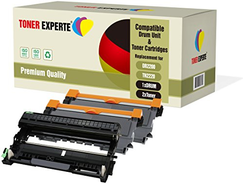 TONER EXPERTE 3-er Pack Trommel & 2 Toner kompatibel zu DR2200 TN2220 für Brother DCP-7055 DCP-7060D DCP-7065DN HL-2130 HL-2132 HL-2135W HL-2240 HL-2240D HL-2250DN HL-2270DW MFC-7360N FAX-2840
