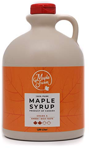 Jarabe de arce Grado A (Amber, Rich taste) - 1,89 litros (2,5 Kg) - Miel de arce - Sirope de Arce - Original maple syrup