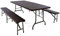 SONLEX Campinggarnitur Bierzelt-Garnitur klappbar 1 Tisch 2 Bänke braun Rattan-Optik 180 cm wetterfest Gartengarnitur Set Partygarnitur