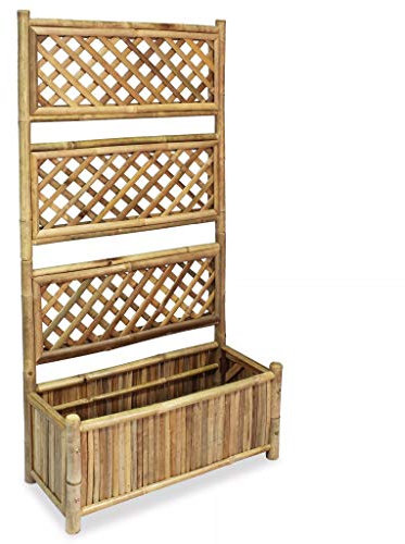 Festnight Jardinera de Jardín con Enrejado de Diseño Vertical para Jardín Balcón Patio Bambú 70x30x135cm