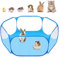 Small Animals C&C Cage Tent, Breathable & Transparent Pet Playpen Pop Open Outdoor/Indoor Exercise Fence, Portable Yard Fence for Guinea Pig, Rabbits, Hamster, Chinchillas and Hedgehogs Blue