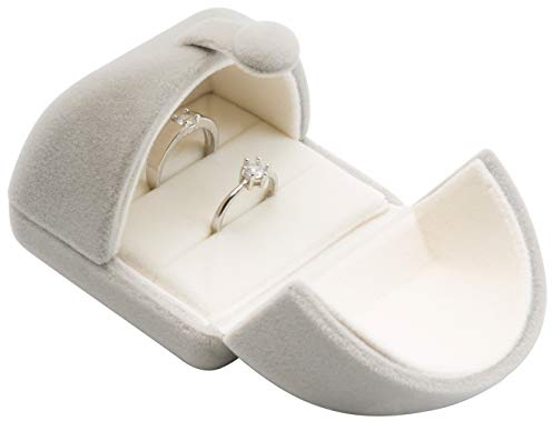 POKOFO Double Velvet Jewelry Packaging Display Storage Case Wedding Ring Gift Box (Gray)