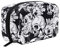 Make-up-Tasche mit Totenkopf-Motiv, Blumenmuster, Kulturbeutel, Aufbewahrung, großer Reisegriff, personalisierbar, mit Fächern, für Teenager, Mädchen, Damen, Schwarz, Schwarz