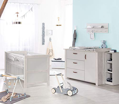 roba Kinderzimmerset 'Mila', inkl. Baby-/Kinderbett 70 x 140 cm und Wickelkommode, grau