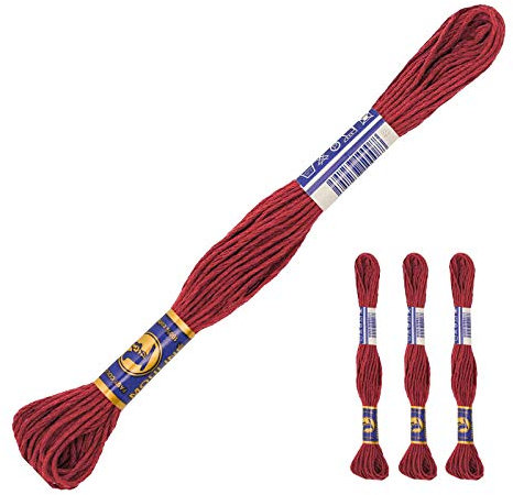 3 Docken Stickgarn je ca. 8m / Sticktwist 100% Baumwolle Stickerei verschiedene Farbwahl, Farbe :7372 weinrotbraun