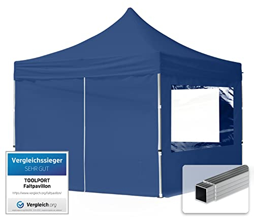 TOOLPORT Faltpavillon Faltzelt Pavillon 3x3m - 4 Seitenteile Aluminium 32mm Partyzelt 700N blau