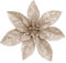 Yueshop 10 Pcs Glitter Christmas Flowers with Artificial Poinsettia Flower Christmas Tree Flower Decorations Xmas Tree Ornaments (Champagne, 15CM)